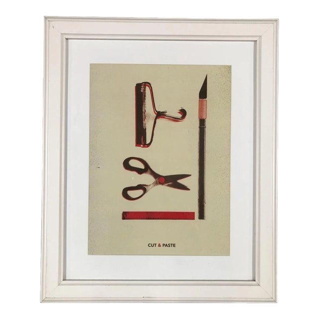 Modern Office Supplies Collage Three Dimensional Art Print "Cut and Paste" For Sale
