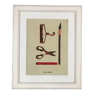 Modern Office Supplies Collage Three Dimensional Art Print "Cut and Paste"