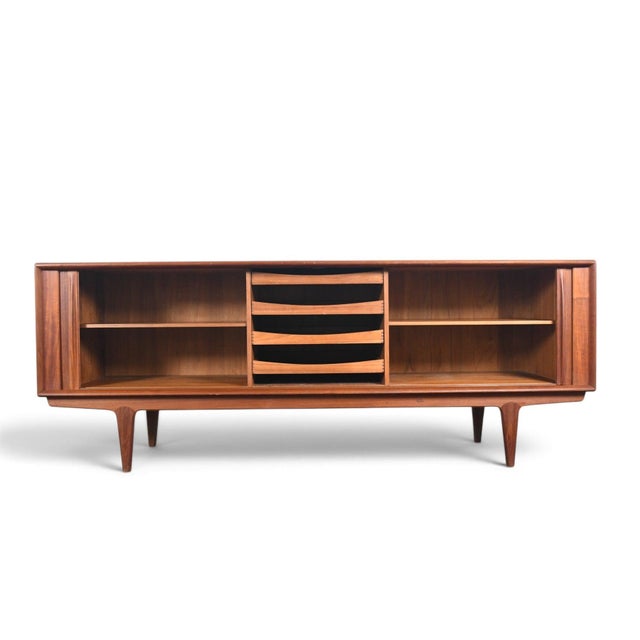 Wood Mid 20th Century Bernhard Pedersen Teak Tambour Door Credenza, Attributed For Sale - Image 7 of 10