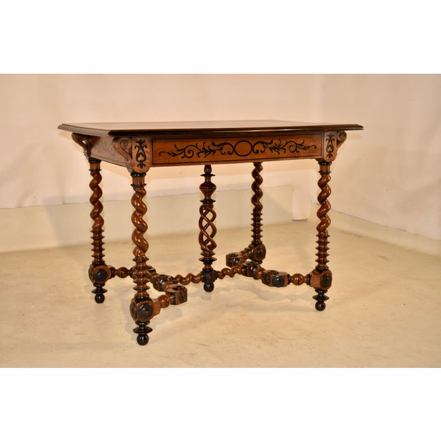 Wood 19th Century French Walnut Inlaid Desk For Sale - Image 7 of 12