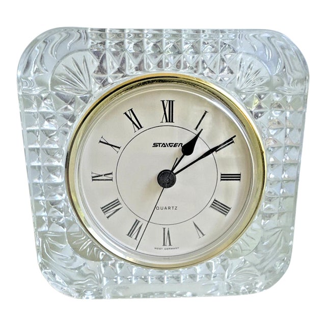 Vinatge MCM Staiger Quartz Lead Crystal France Desk Clock West Germany For Sale