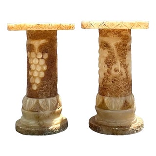 Vintage Italian Carved Alabaster Pedestals - A Pair For Sale