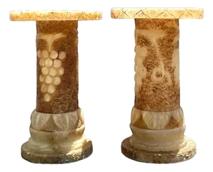 Vintage Italian Carved Alabaster Pedestals - A Pair