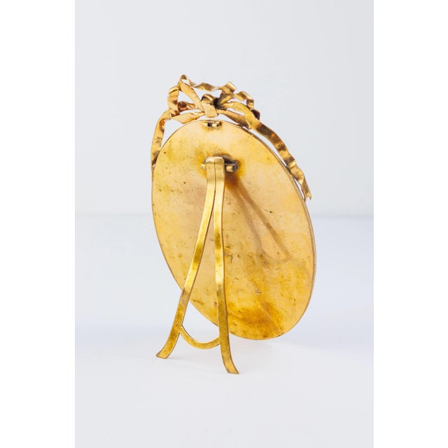 Portraiture Mid 19th Century French Portrait Miniature of a Women in White Gown Painted on Ivory in a Gilt Frame For Sale - Image 3 of 3