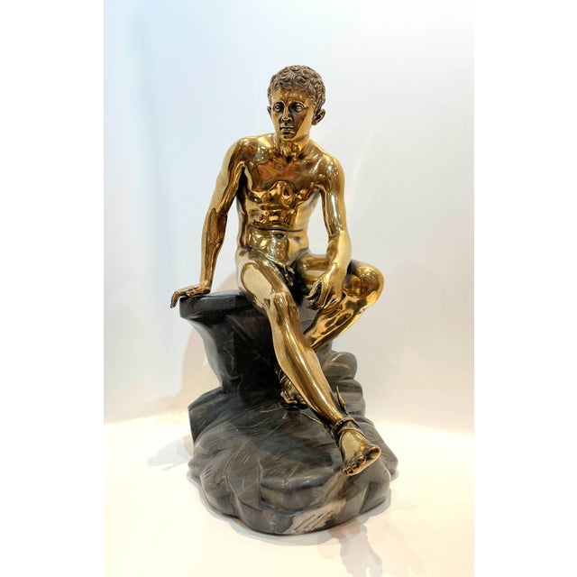 Figurative Late 20th Century Bronze Nude Mercury Figural Sculpture on Stone Base For Sale - Image 3 of 11