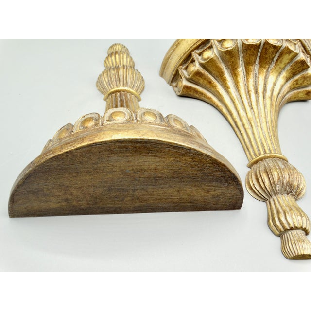 Wood Italian Neoclassical Style Gilt Wall Bracket, a Pair For Sale - Image 7 of 10