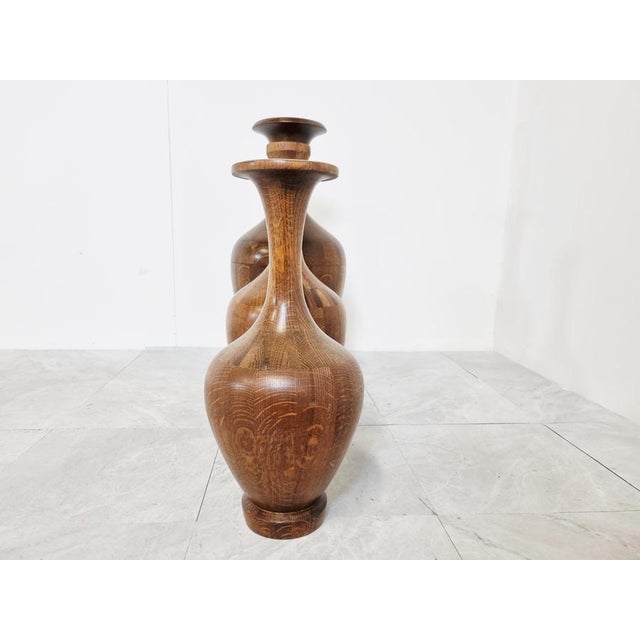 Vintage Wooden Vases by Maurice Bonami, 1970s, Set of 3 For Sale - Image 6 of 10