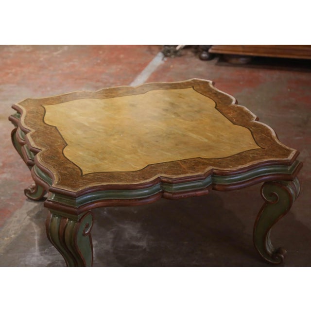Early 20th Century Italian Louis XV Painted and Giltwood Coffee Table For Sale In Dallas - Image 6 of 7