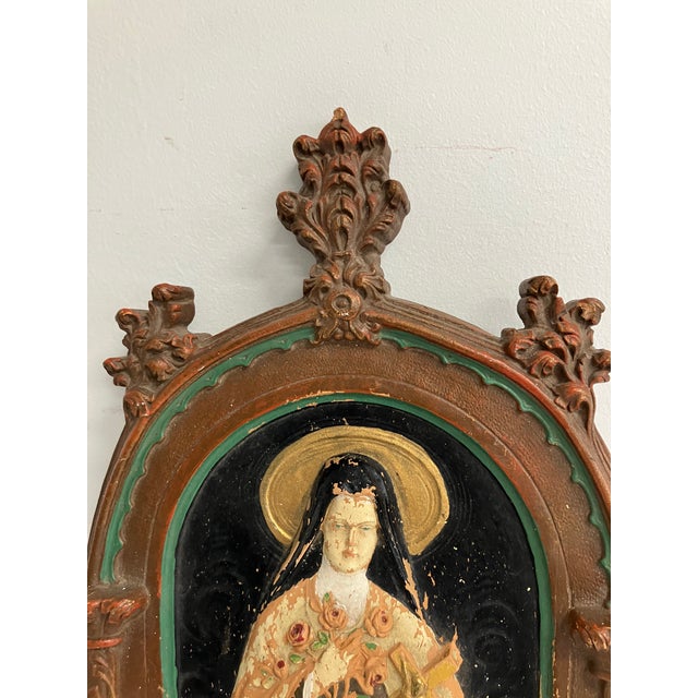 Antique Saint Teresa of Ávila Devotional Wall Plaque For Sale - Image 12 of 12