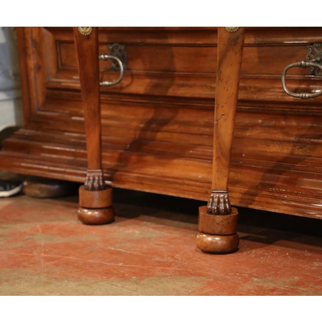 Pair of Early 19th Century French Empire Walnut and Marble Top Wall Consoles For Sale - Image 11 of 13