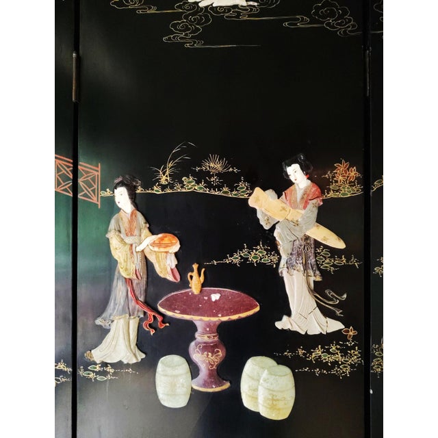 Early 20th Century Chinese Coromandel Soap Stone Screen For Sale - Image 13 of 18