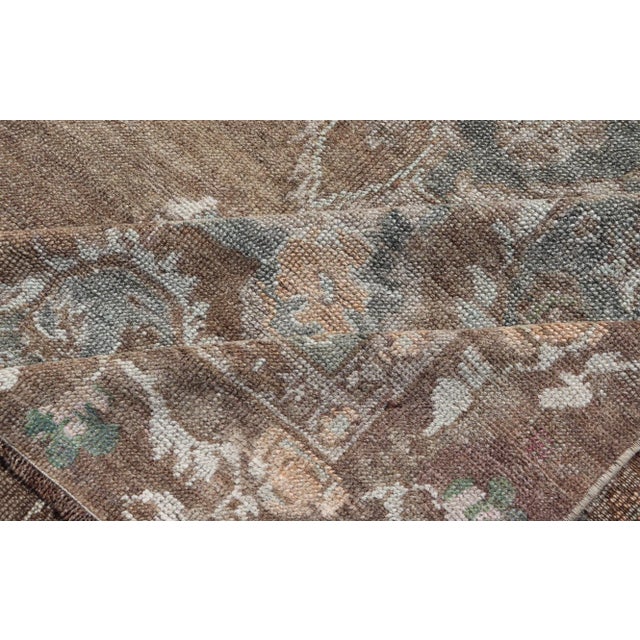 Mid 20th Century Vintage Turkish Kars Rug With Floral Medallion in Camel Tan Taupe and Grey For Sale - Image 11 of 12