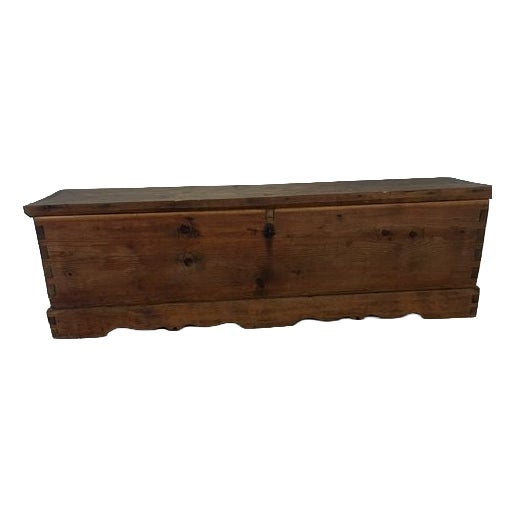 Antique Chest in Thick Pine Wood, 1870 For Sale