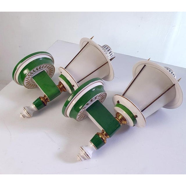 Mid-Century Wall Sconces in Porcelain and Brass, France, 1970s, Set of 2 For Sale - Image 10 of 12