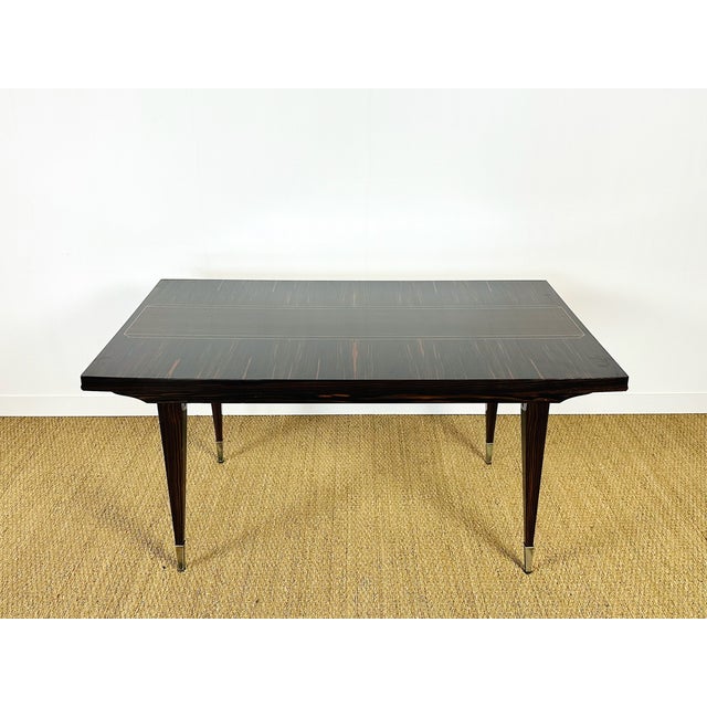 Art Deco Dining Table in Macassar Ebony with Extensions, France, 1940s For Sale - Image 16 of 18