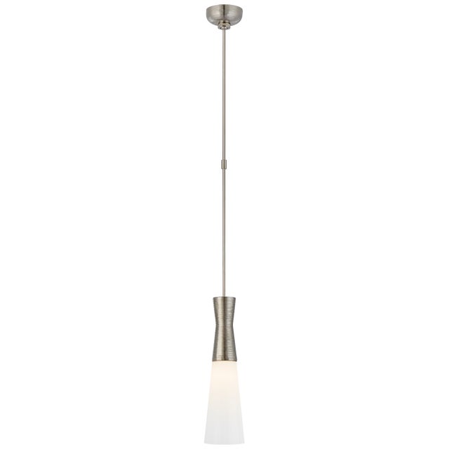 Utopia Medium Pendant in Polished Nickel with White Glass Designer: Kelly Wearstler Fixture Height: 18" Min. Custom...