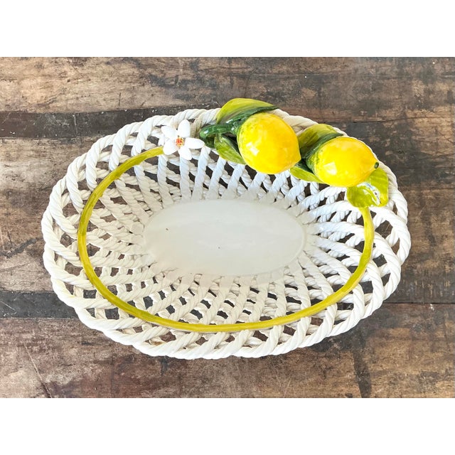 Vintage Italian Majolica Lemon Trellis Bowl For Sale - Image 11 of 12