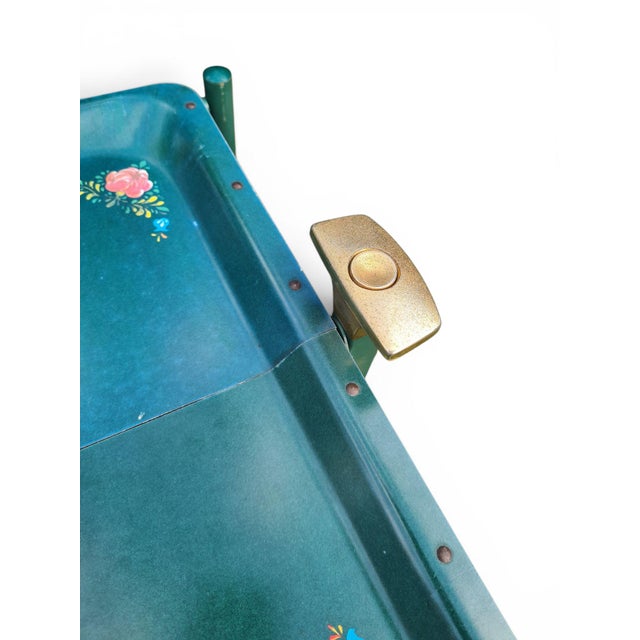 Folding Green Trolley with Floral Decor, 1960s-1970s For Sale - Image 6 of 12
