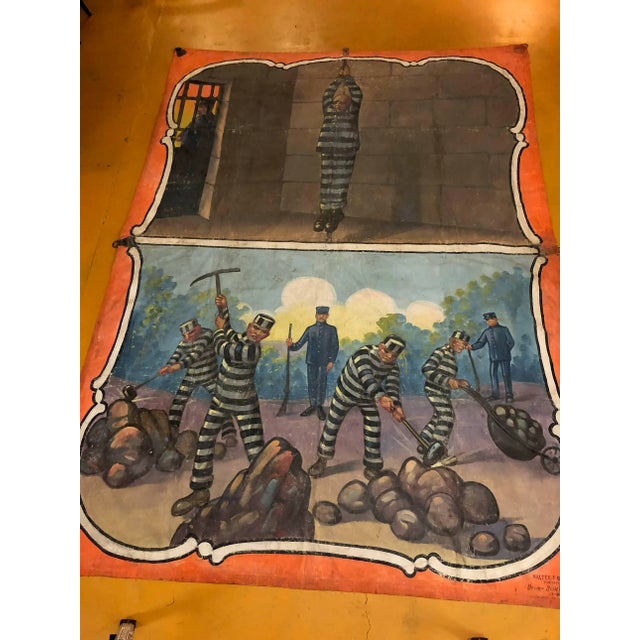 Early 20th Century Americana Giant Painting on Canvas Attributed to Fred Johnson For Sale - Image 5 of 13