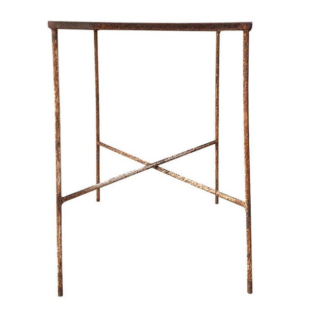 Metal Early 20th Century Rustic Antique Early American Iron and Glass Accent or Side Table - 1900s Tulsa For Sale - Image 7 of 9