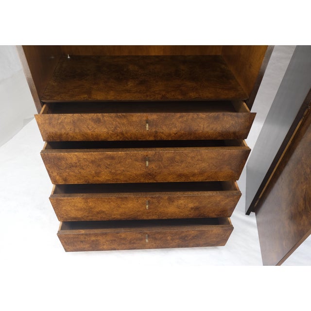 Set of 3 Burl Wood Lighted Cabinets Wall Units Mid Century Modern MINT For Sale - Image 13 of 17