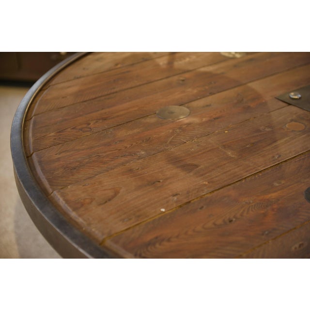 Industrial Industrial Cable Reel Table with Cast Iron Base, 1950s For Sale - Image 3 of 10