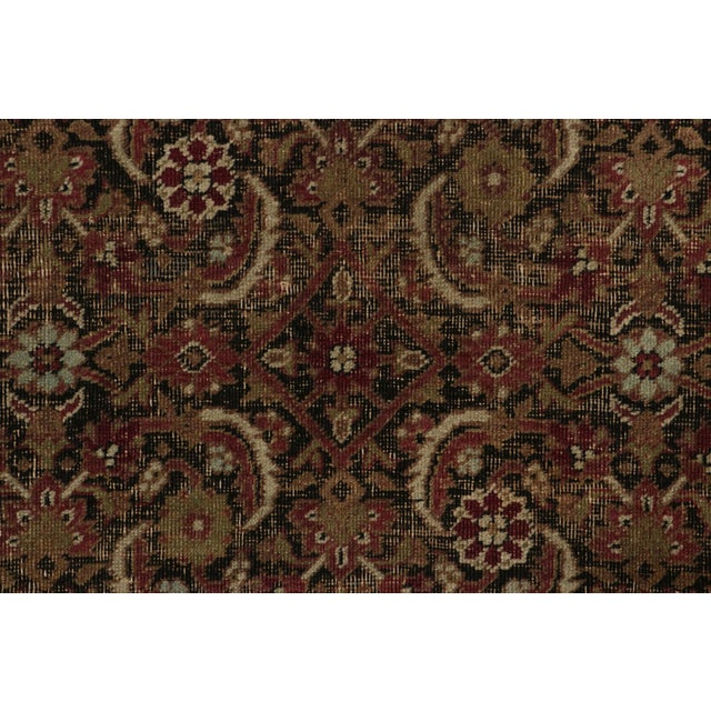 Textile Antique Kerman Lavar Persian Rug, Brown With Geometric Patterns - Rug & Kilim For Sale - Image 7 of 8