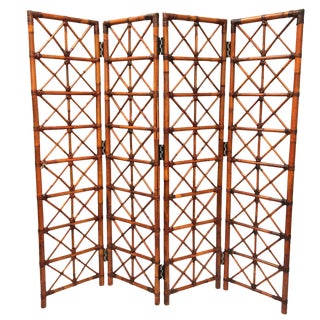 Bamboo Rattan Folding Room Divider For Sale