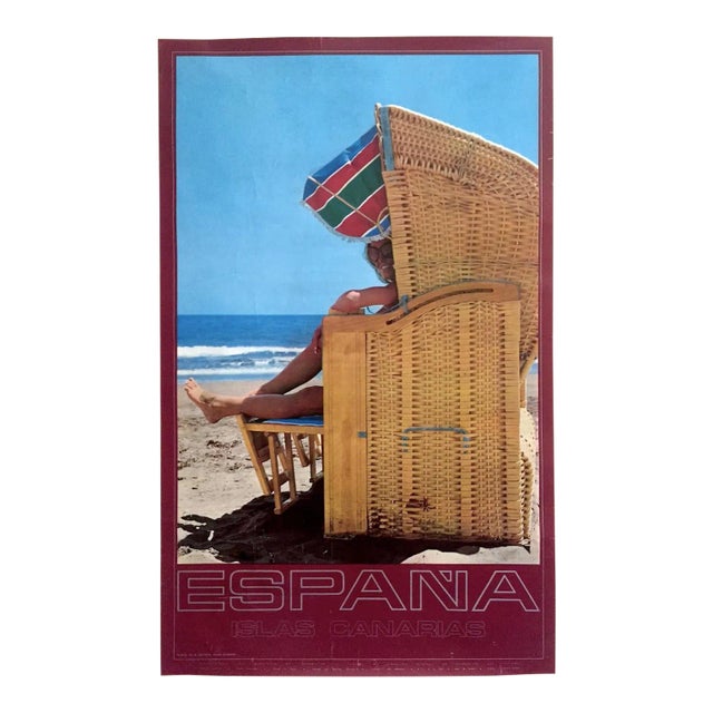 Espana Canary Islands Mid Century Vintage 1960's Collector's Spain Travel Poster For Sale