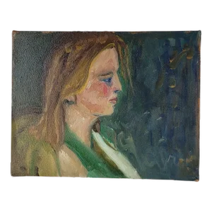2000s Expressionist Portrait Oil Painting of a "Woman With Blonde Hair" by Rosemary Rabut