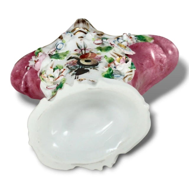 Pink 19th Century Old Paris Porcelain Flower Encrusted Spill Vase For Sale - Image 8 of 10