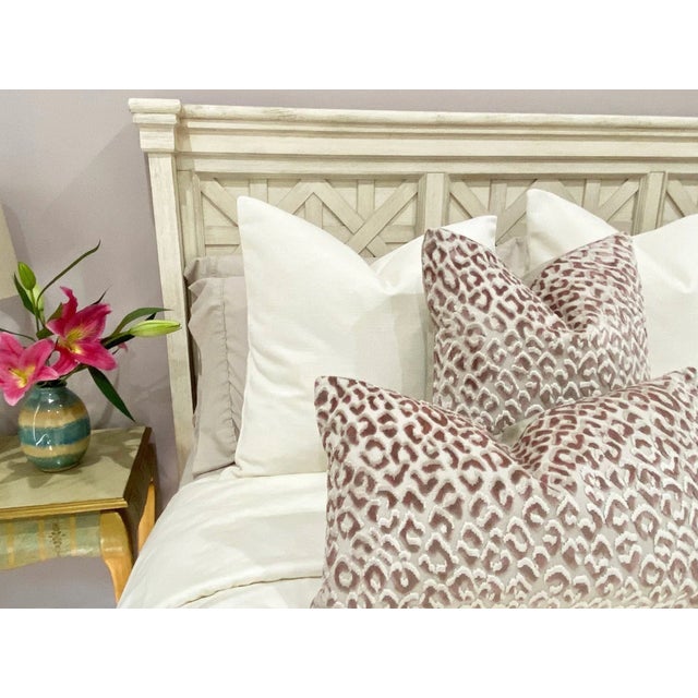 Blush Leopard Print Velvet Throw Pillow With Feather Down Insert For Sale In New York - Image 6 of 6