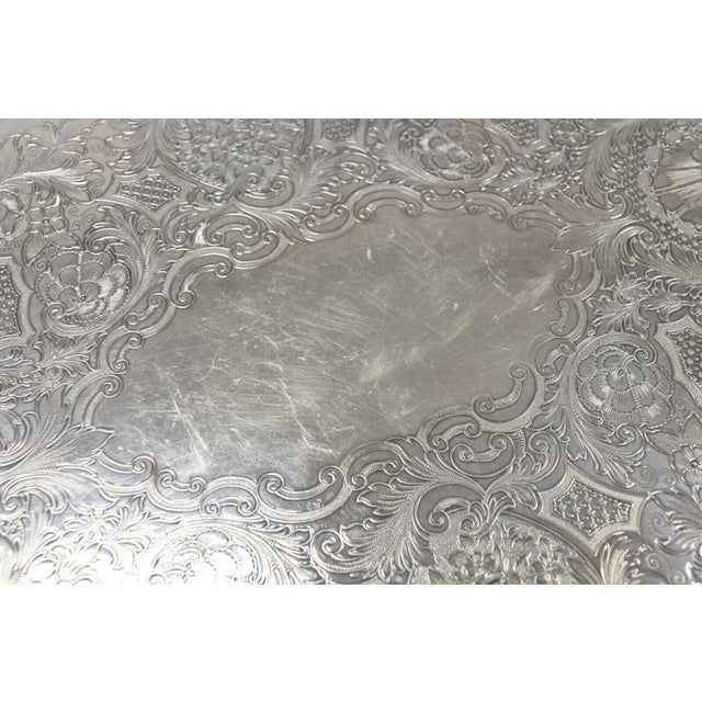 Metal Vintage Heritage 1847 Rogers Bros 9498 Silver Plated Serving Platter Tray For Sale - Image 7 of 11