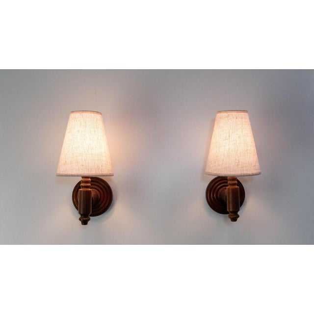 1940s Sconces in Beech from Dudouyt, 1940, Set of 2 For Sale - Image 5 of 12