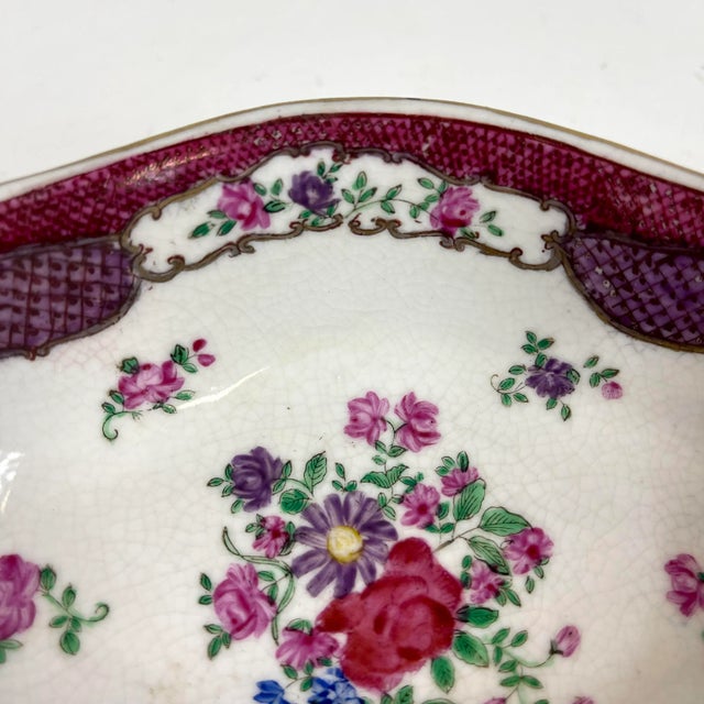 Late 20th Century Hand Painted Shallow Bowl With Flowers For Sale - Image 4 of 7