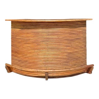 Mid 20th Century Vintage Coastal Bent Rattan Dry Bar For Sale