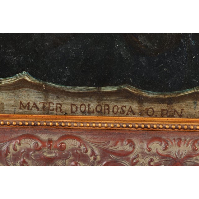Mater Dolorosa, Oil on Metal With Silver Applique Resplendor and Dagger, 19th Century For Sale - Image 9 of 11