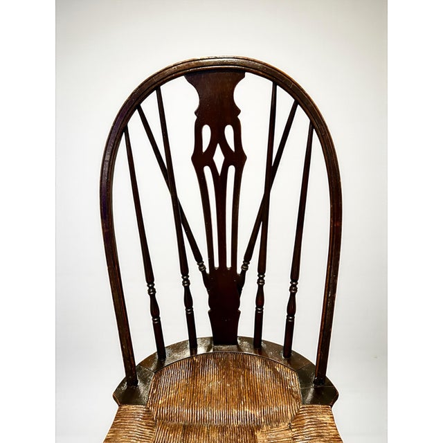 Wood Antique 19th Century Windsor Side Chair- Rush Seat For Sale - Image 7 of 11