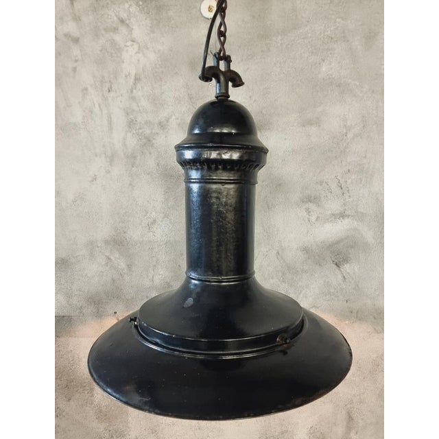 Philips Philips Hanging Lamp in Black Enamel, 1930s For Sale - Image 4 of 11