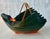 Vintage Chinese Green Folk Art Swan Hand-Woven Wicker Basket With Bamboo Handle For Sale - Image 13 of 13