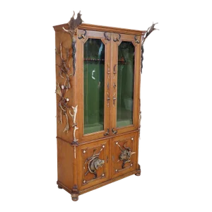 Large Black Forest Antler Gun Cabinet Ca. 1900