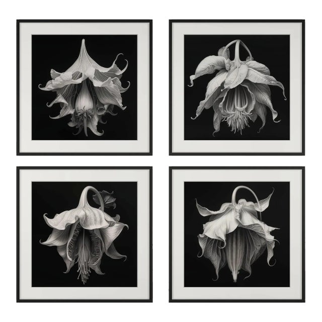 48" X 48" - Art Wall Installation 'Brugmansia Flowers' - Set of 4 - Limited Edition Botanical Photograph Prints For Sale