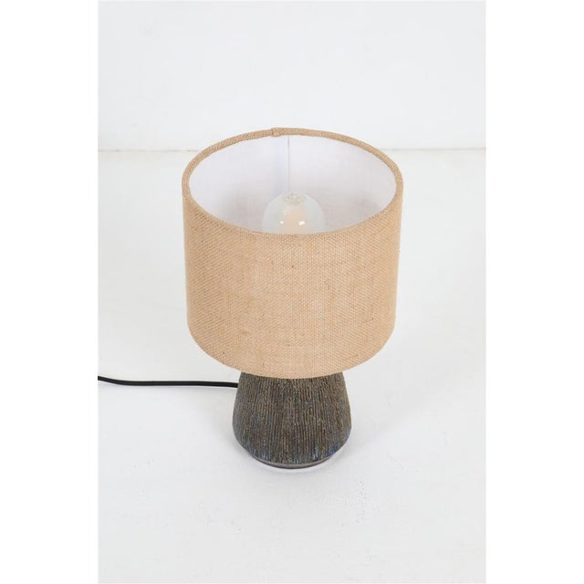 Handmade Ceramic Table Lamp with Jute Lampshade from Søholm, 1960s For Sale - Image 4 of 15