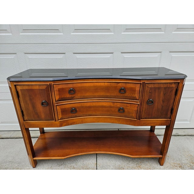 Wood Modern Arts and Craft Style Cherry and Granite Top Sideboard Buffet For Sale - Image 7 of 13