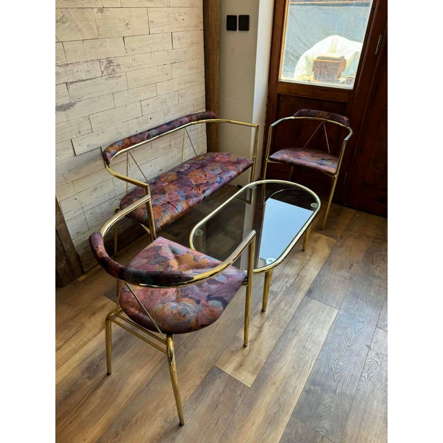 Mid-Century Modern Lounge Set in Brass, 1960s, Set of 4 For Sale - Image 4 of 9