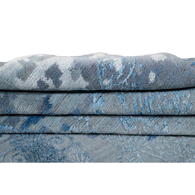 2010s 21st Century Modernn Wool & Silk Indian Rug For Sale - Image 5 of 13