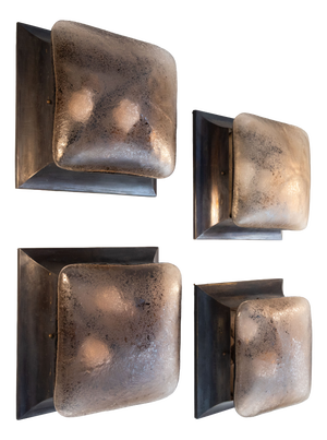 Wall Lights in Etched Glass and Metal from Seguso, 1950s, Set of 4