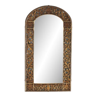 Antique Oscar Bach Bronze Gothic Mirror With Wind God Mask C1910 For Sale