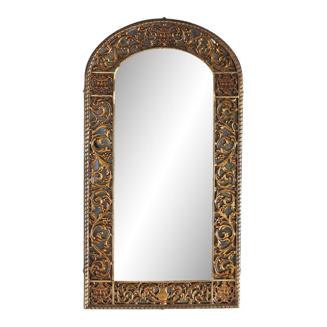 Antique Oscar Bach Bronze Gothic Mirror With Wind God Mask C1910 For Sale