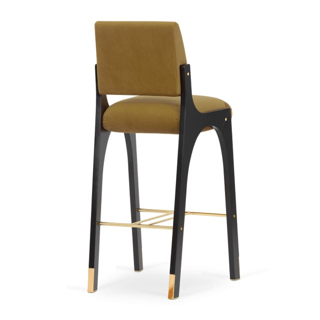 Arches II Bar Stool in Muted Brown and Black Lacquered from Insidherland For Sale - Image 4 of 6